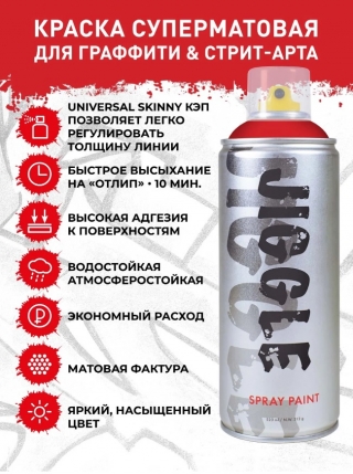 Суперматовая аэрозольная краска для граффити JIGGLE PRO, 520 мл